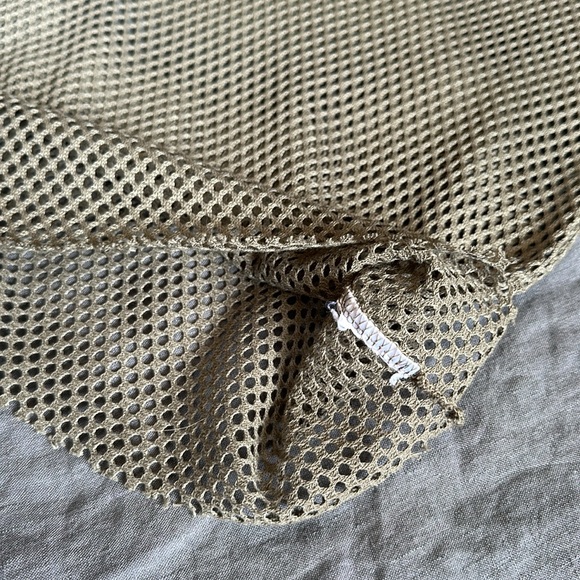 XL Banana Republic olive green fish net pullover  w raw edges. Off shoulder top - Picture 10 of 10